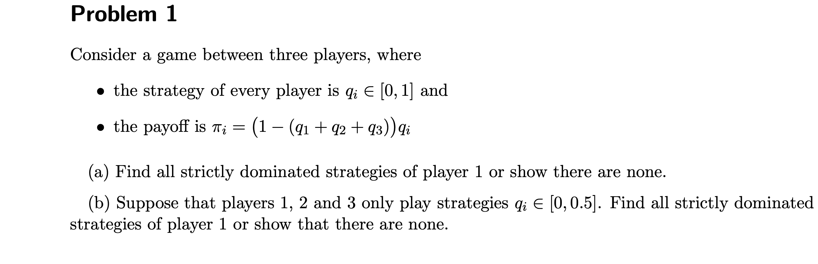 Solved Problem 1 Consider a game between three players, | Chegg.com