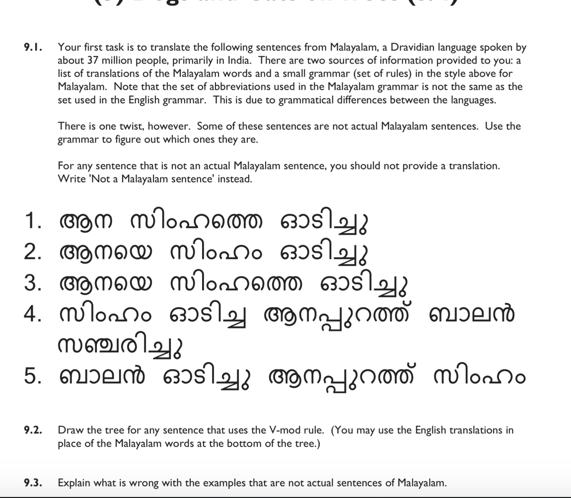 Malayalam to deals english sentence translation