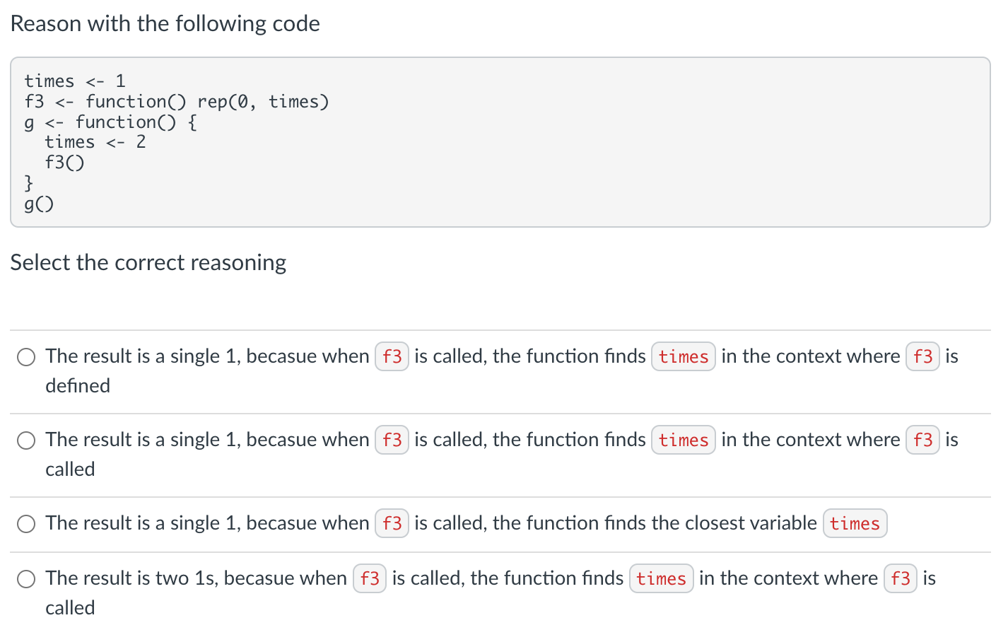 Solved Reason with the following code times