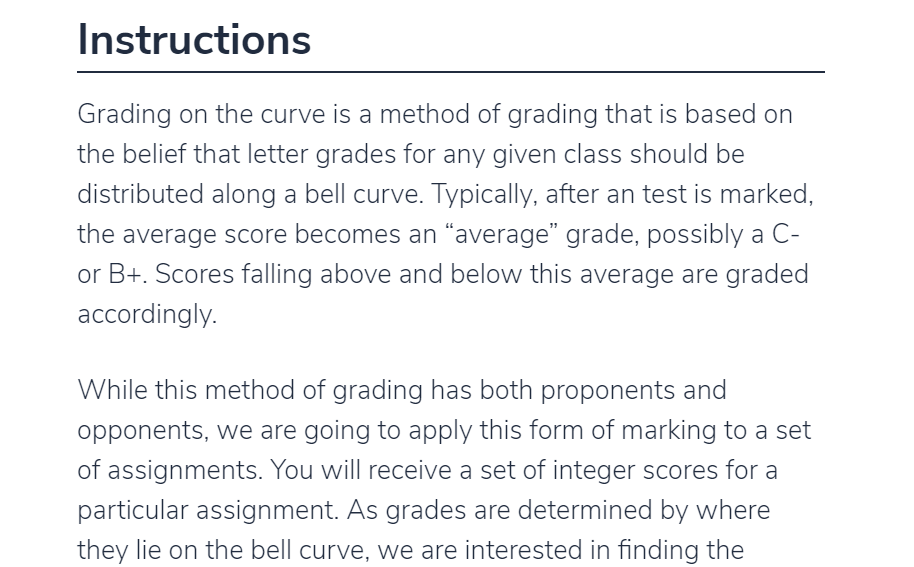 Solved Instructions Grading on the curve is a method of