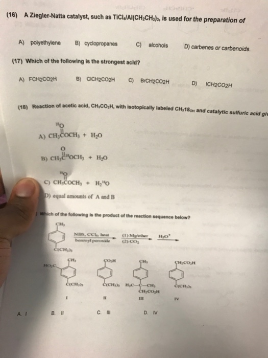 Solved A ZieglerNatta catalyst, such as
