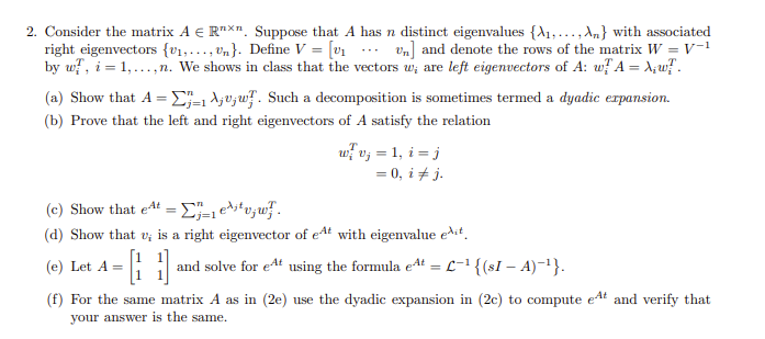 Solved Consider The Matrix A∈Rn×n. Suppose That A Has N | Chegg.com