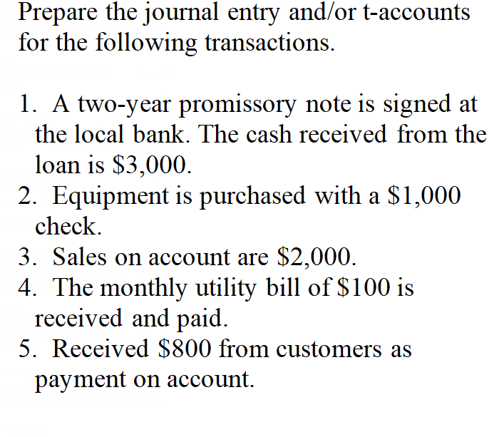 Solved Prepare the journal entry and/or t-accounts for the | Chegg.com