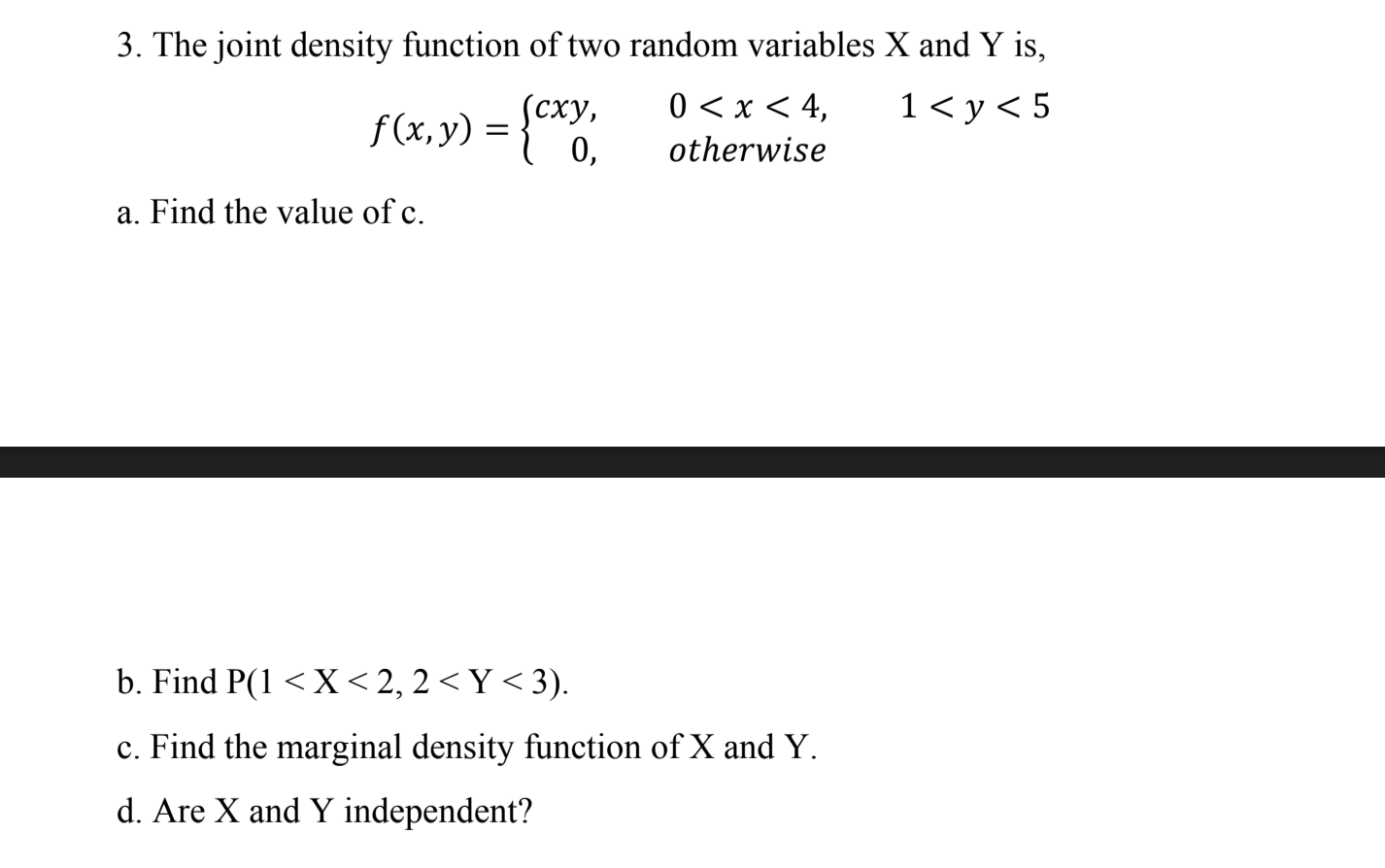 Solved 3. The joint density function of two random variables | Chegg.com