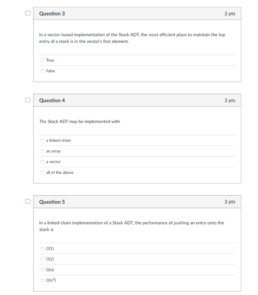 Solved Question 3 2 pts In a vector-based implementation of | Chegg.com