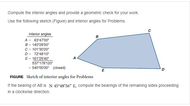 Solved Compute the interior angles and provide a geometric | Chegg.com