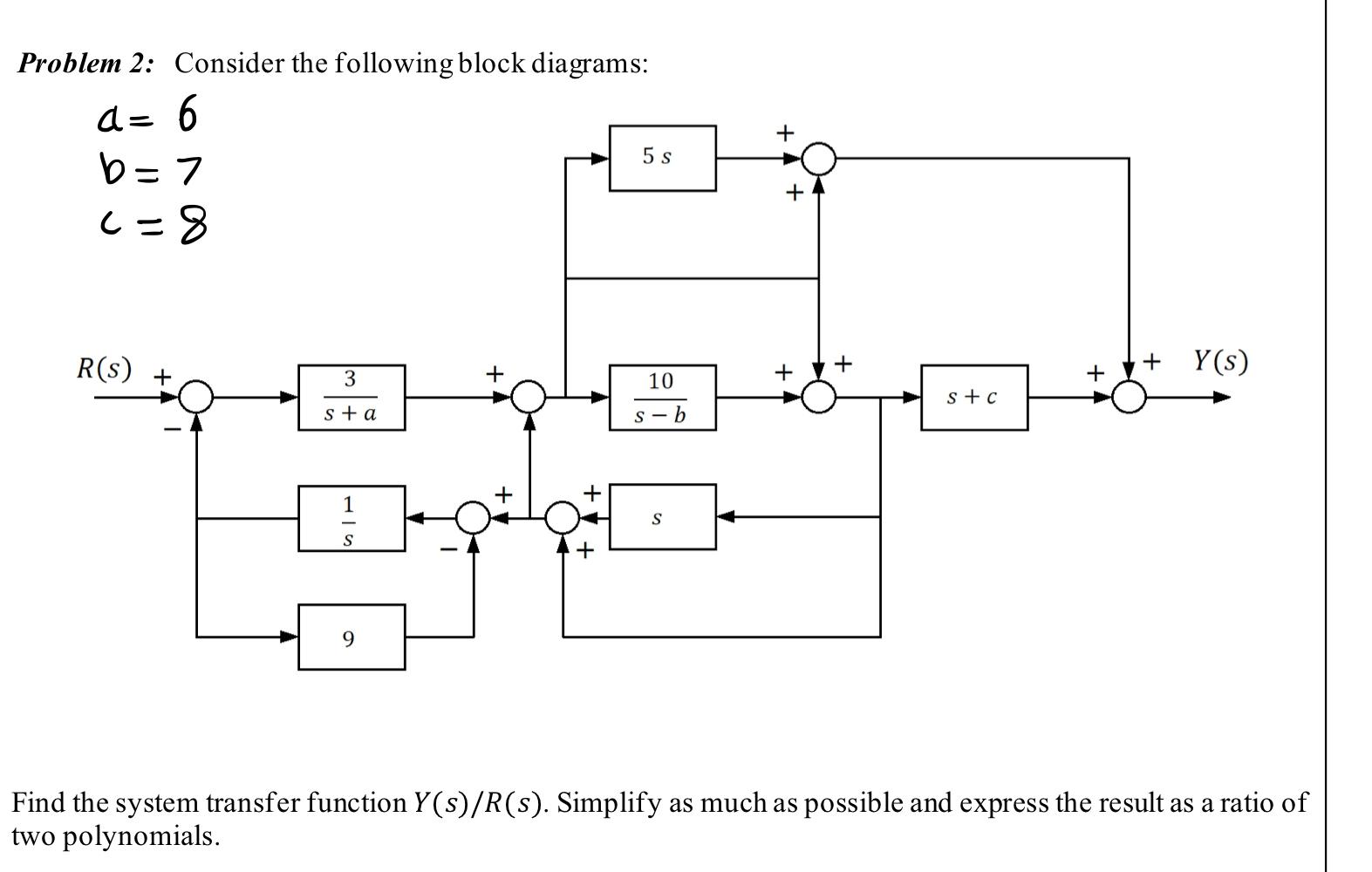 Solved Problem 2: Consider the following block diagrams: | Chegg.com