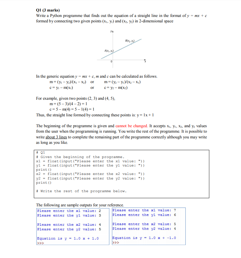 Solved Q1 (3 marks) Write a Python programme that finds out | Chegg.com