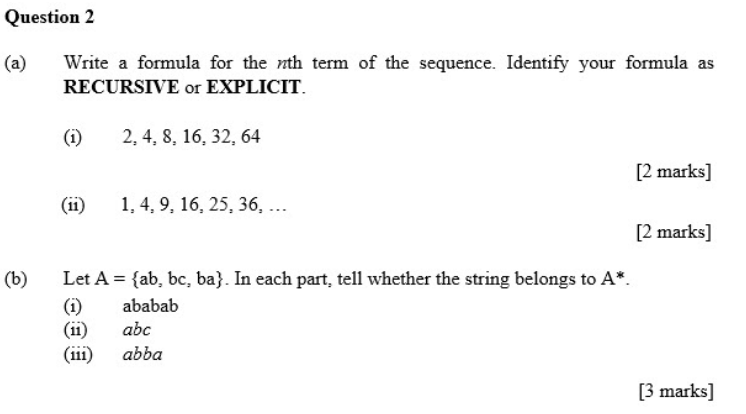 What is the formula for the nth term 1 2 4 8 16?