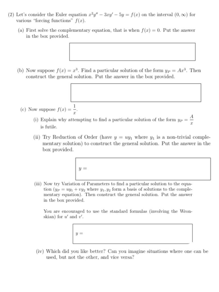 Solved 2 Let S Consider The Euler Equation Z Y 3 Xy Chegg Com