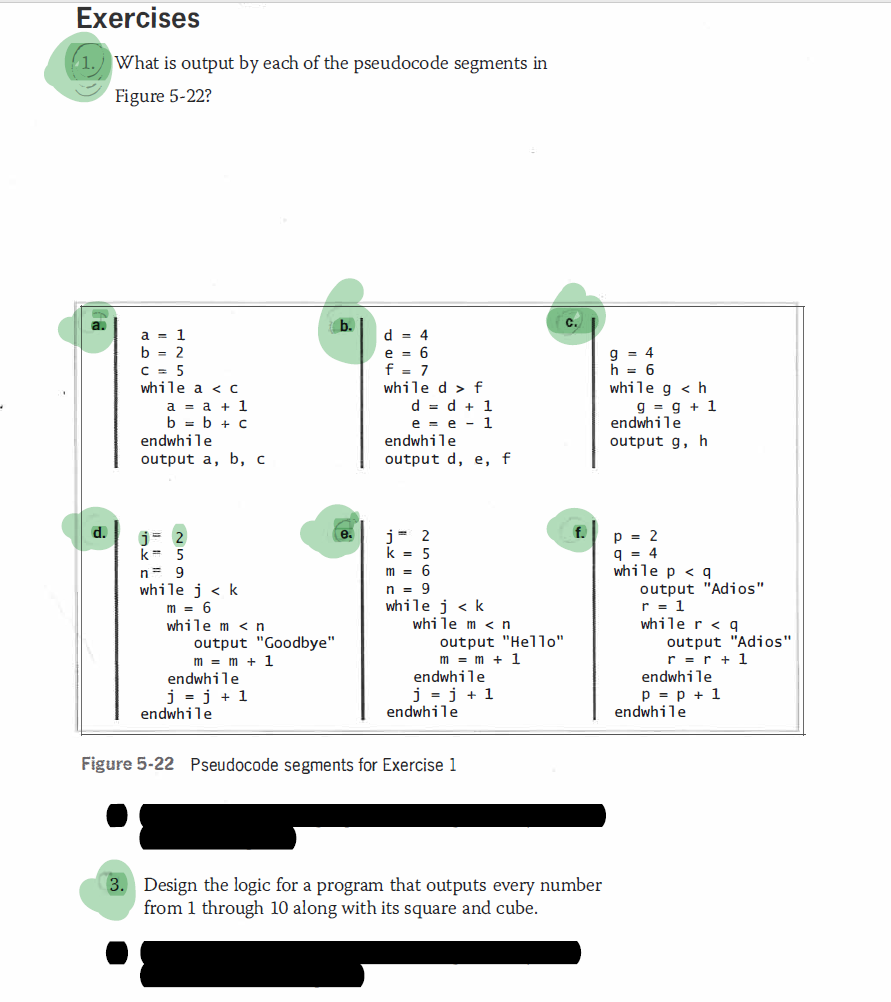 Solved Exercises 1. What Is Output By Each Of The Pseudocode | Chegg.com