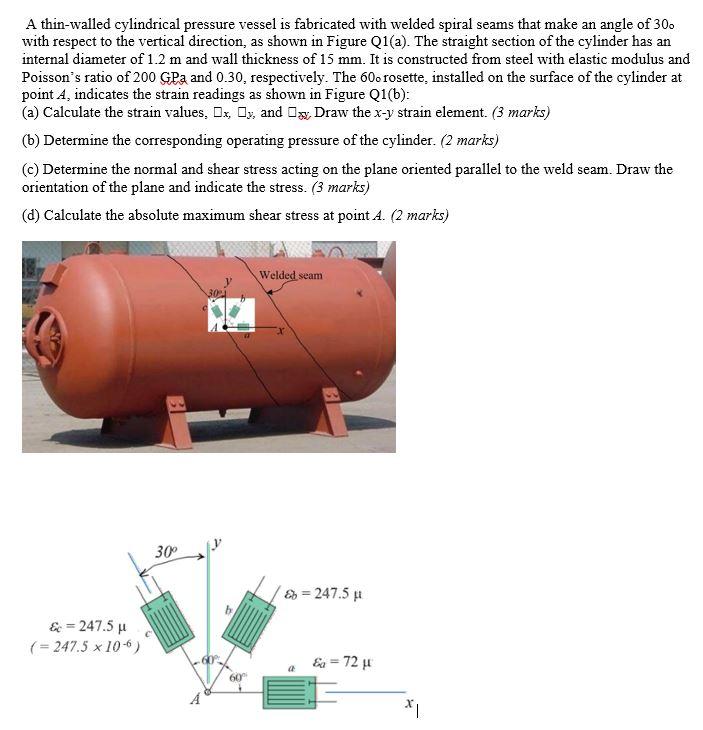 Solved A thin-walled cylindrical pressure vessel is | Chegg.com