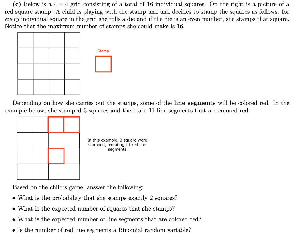 Solved (c) Below is a 4 x 4 grid consisting of a total of 16 | Chegg.com