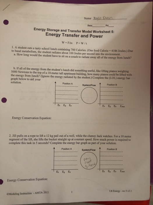 Solved Name haye Pna Date Energy Storage and Transfer Model | Chegg.com