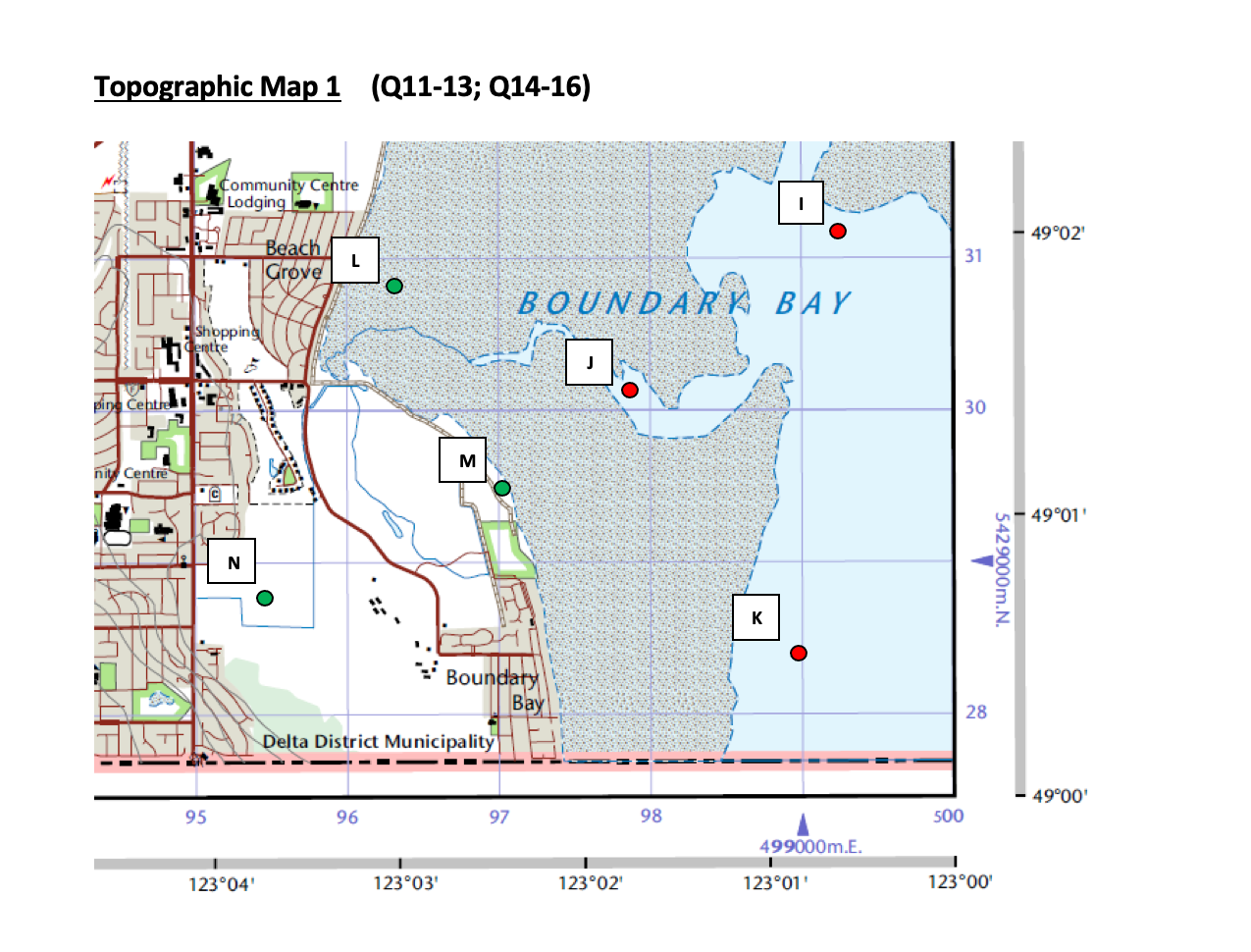 Solved 11) Examine Topographic Map 1. The latitude and | Chegg.com