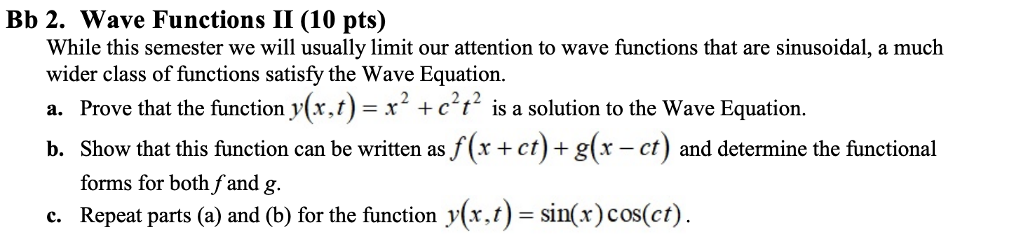 Bb 2. Wave Functions II (10 Pts) While This Semester | Chegg.com