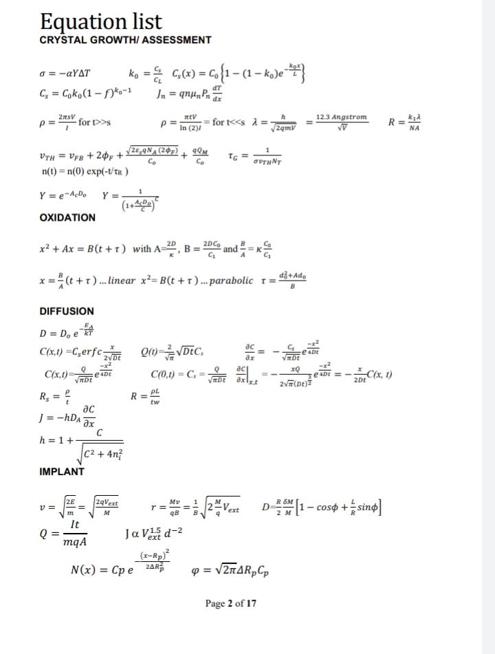 Solved You Have To Do All Parts, The Equation List Is 