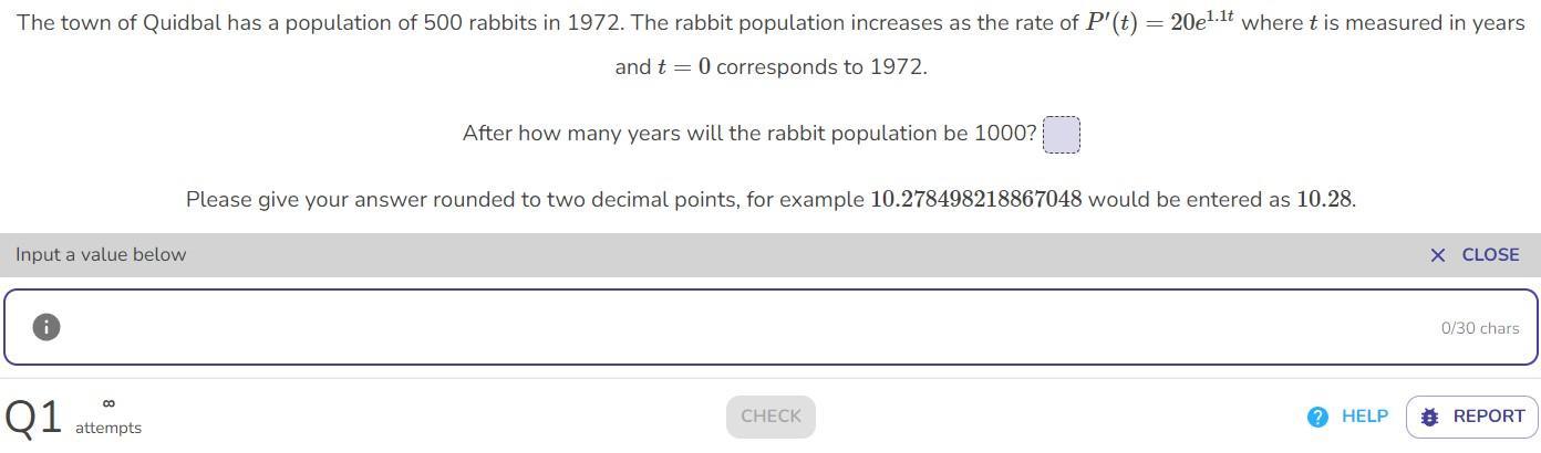 Solved The town of Quidbal has a population of 500 rabbits | Chegg.com