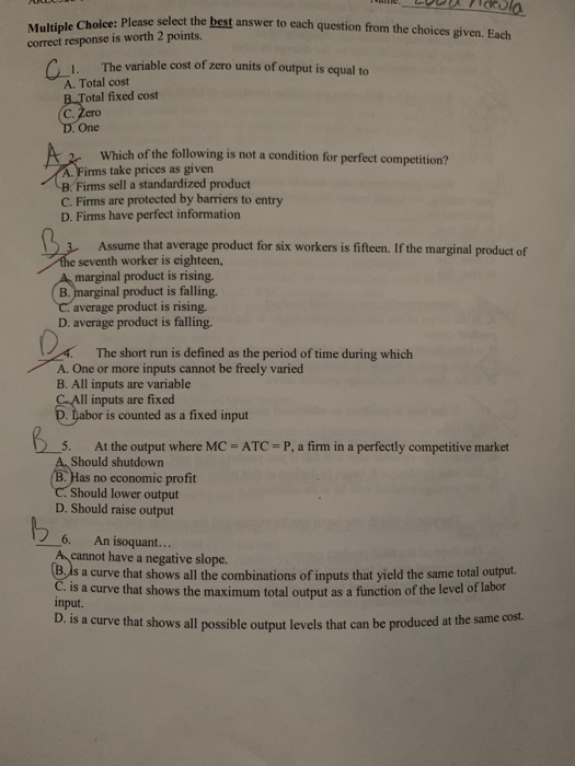 Solved lease select the best answer to each question from | Chegg.com