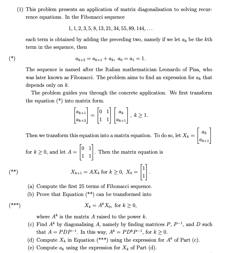 Solved (1) This problem presents an application of matrix | Chegg.com