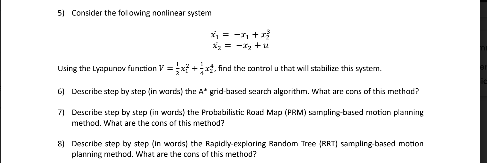 Solved 5) Consider the following nonlinear system | Chegg.com