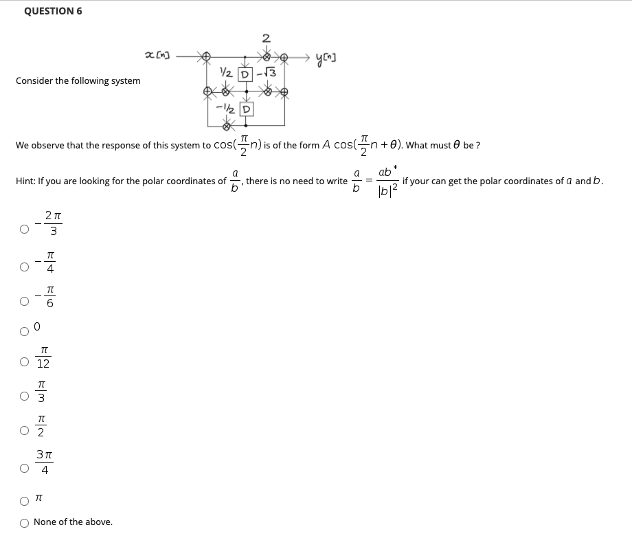 Solved QUESTION 6 2 [n] yen] V2 D Consider the following | Chegg.com