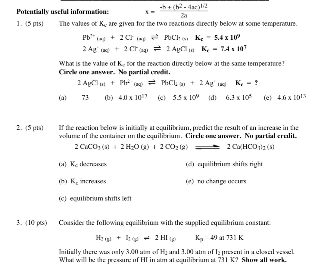 Solved X = -b + (b2-4ac) 1/2 Potentially useful information: | Chegg.com