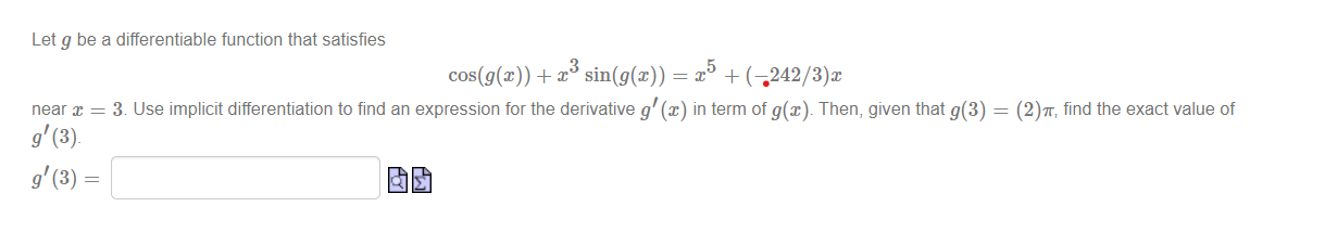 Solved Let g be a differentiable function that satisfies | Chegg.com