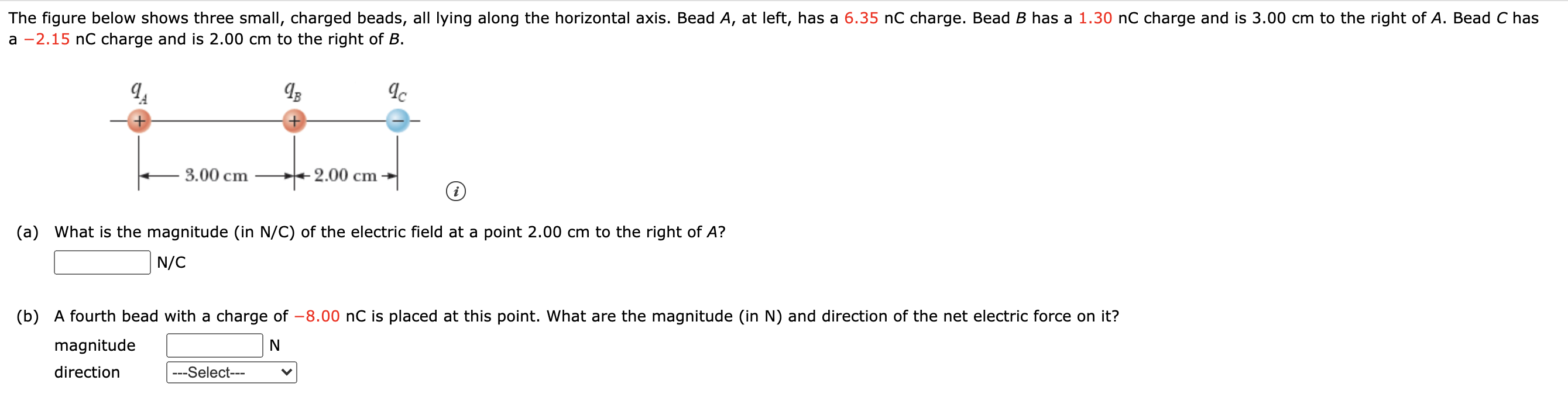 Solved The figure below shows three small, charged beads, | Chegg.com