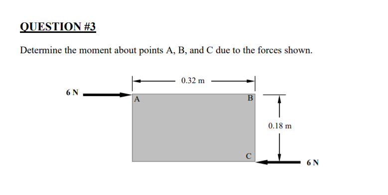 Solved QUESTION #3 Determine The Moment About Points A, B, | Chegg.com