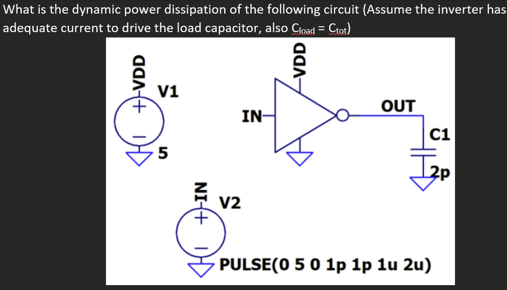 Solved Pavg = Iavg*Vdd = (Vdd^2 Ctot)/T = Vdd^2 Ctot * f | Chegg.com