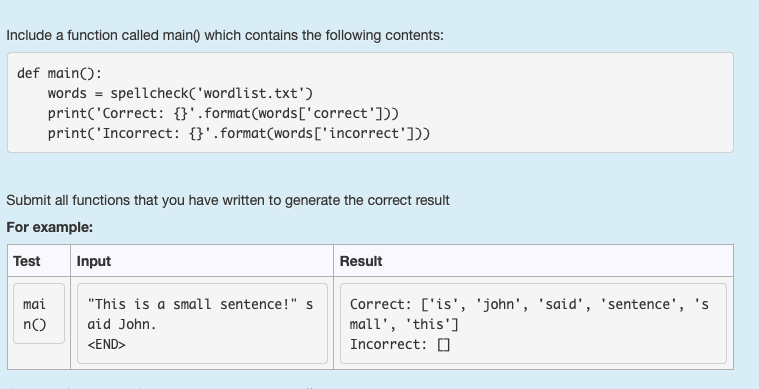 Solved language is python 3 up: please make sure code works | Chegg.com