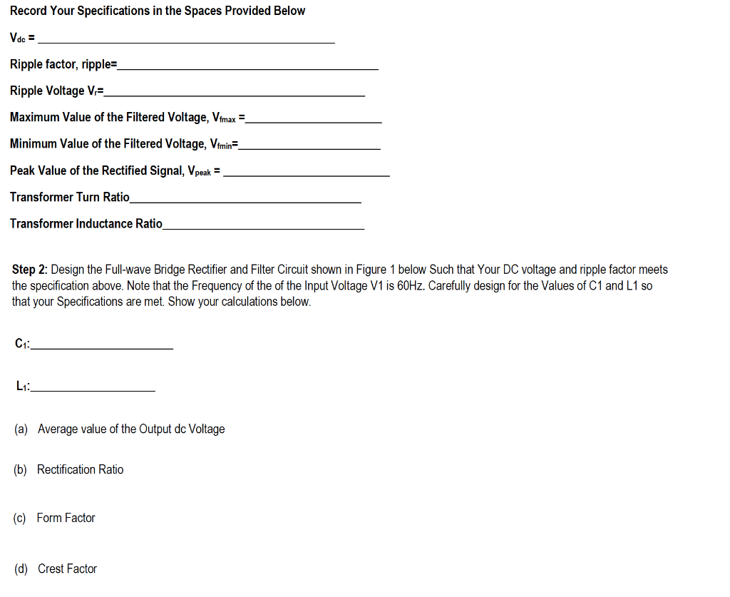 Solved Design of an AC-DC Converter. The Circuit Below shows | Chegg.com