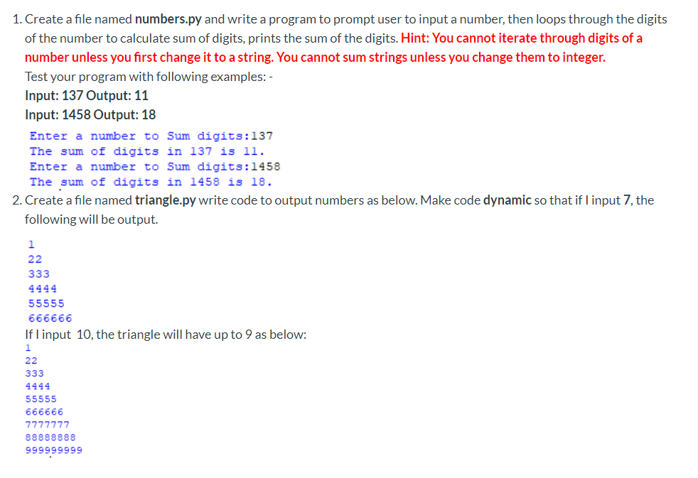 Solved 1. Create a file named numbers.py and write a program | Chegg.com