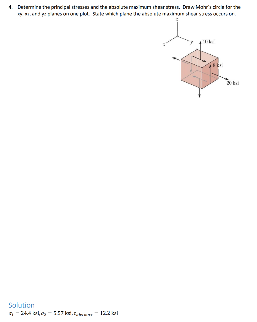 Solved 4. Determine the principal stresses and the absolute | Chegg.com