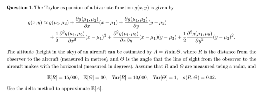 Solved Question 1. The Taylor expansion of a bivariate | Chegg.com