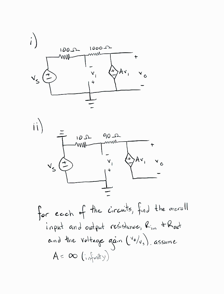 Solved for each of the circuits, find the orerall input and | Chegg.com