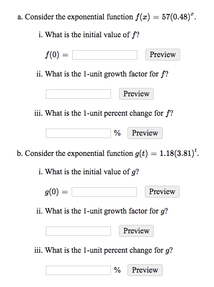 Solved a. Consider the exponential function f(x) = | Chegg.com