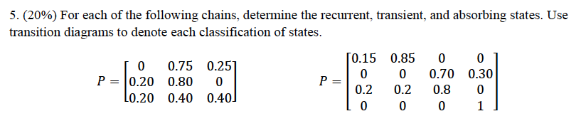 Solved 5. (20%) For each of the following chains, determine | Chegg.com