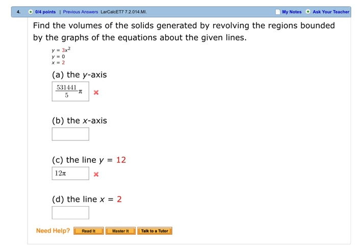 Solved Find The Volumes Of The Solids Generated By Revolving | Chegg.com