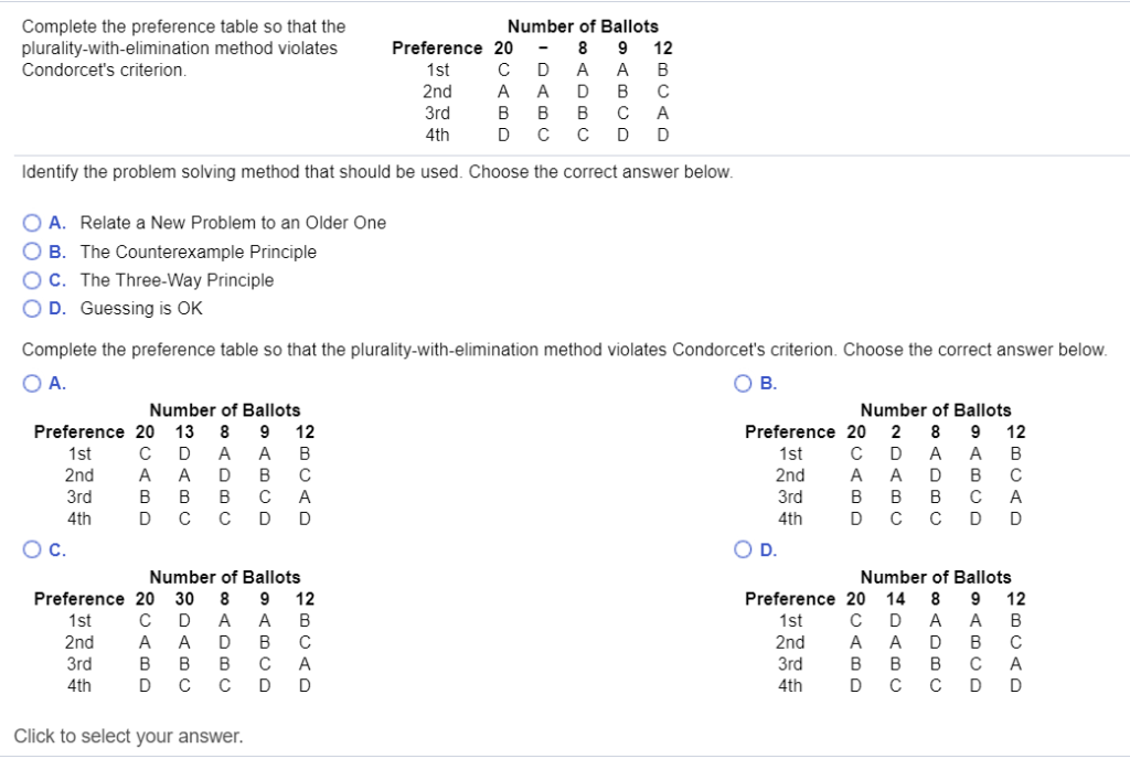Solved Complete the preference table so that the | Chegg.com