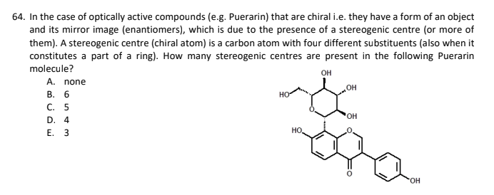 Solved 64. In the case of optically active compounds (e.g. | Chegg.com