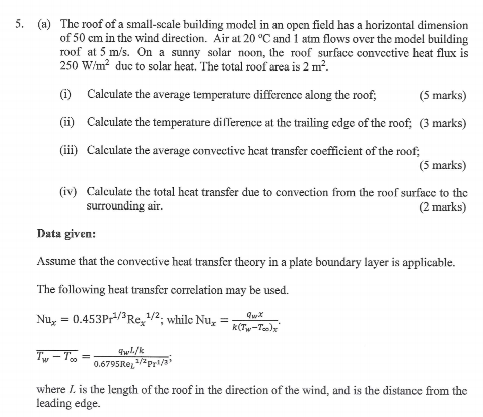 Solved 5. (a) The roof of a small-scale building model in an | Chegg.com