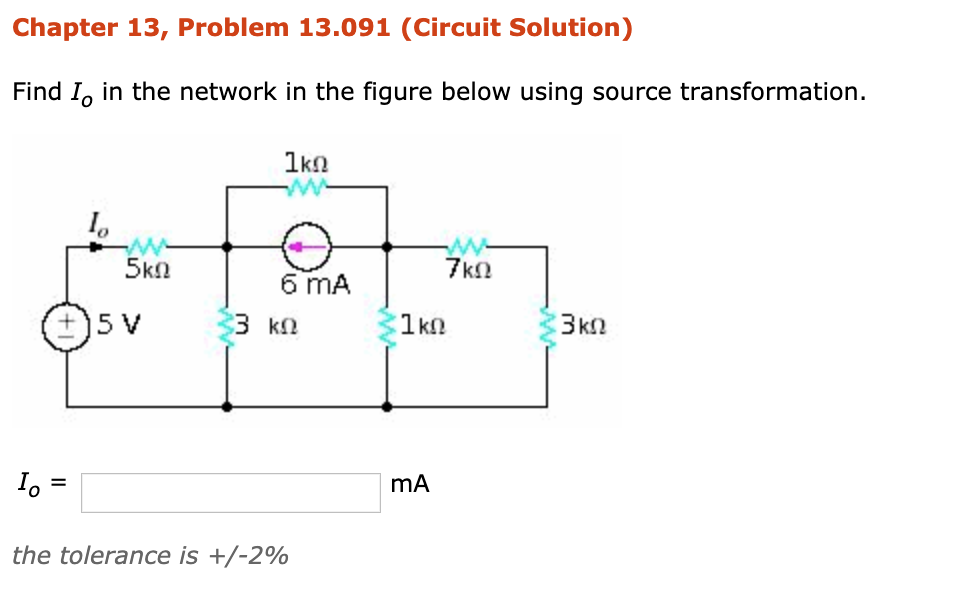 Solved Chapter 13, Problem 13.091 (Circuit Solution) Find 1, | Chegg.com