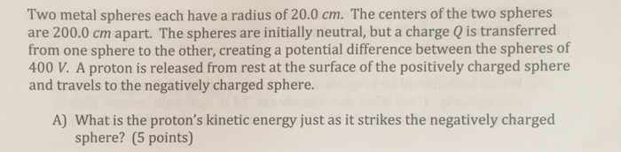 Solved Two metal spheres each have a radius of 20.0 cm. The | Chegg.com