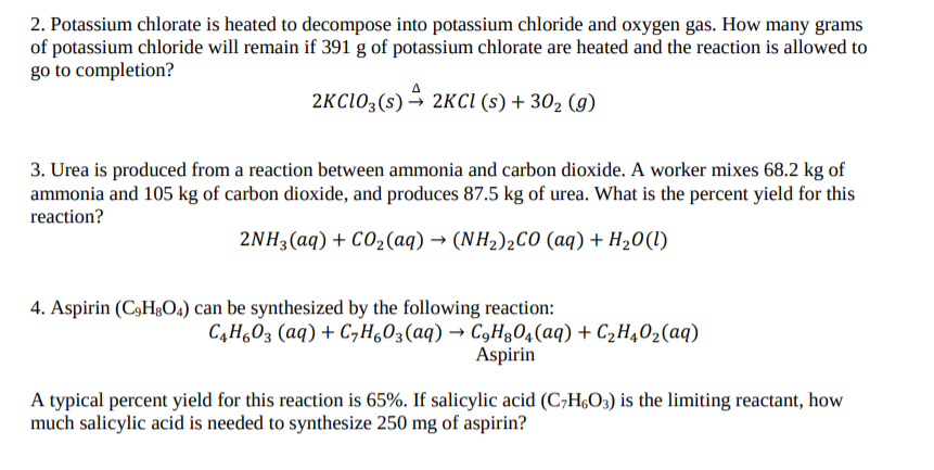 Potassium chlorate and ammonia