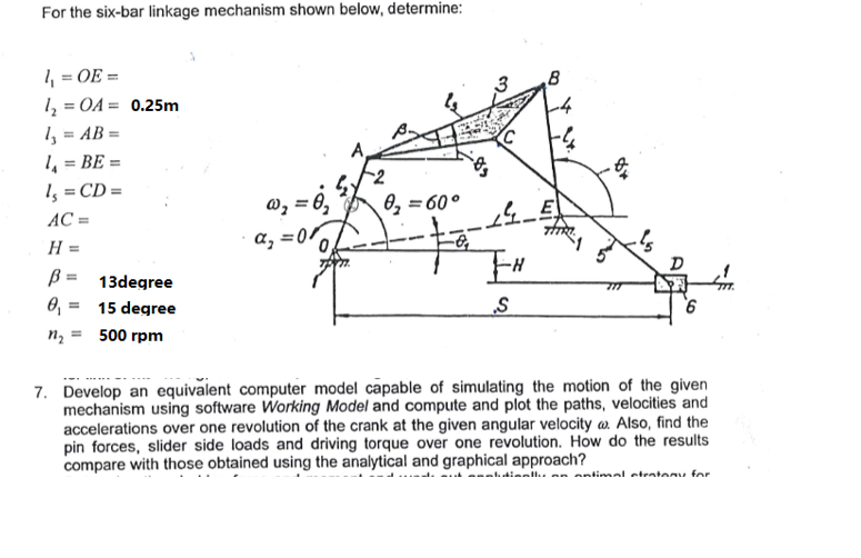 Solved For the six-bar linkage mechanism shown below, | Chegg.com
