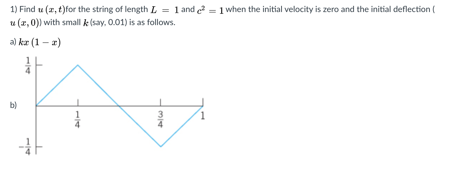 Solved = 1) Find u (x, t)for the string of length L 1 and c2