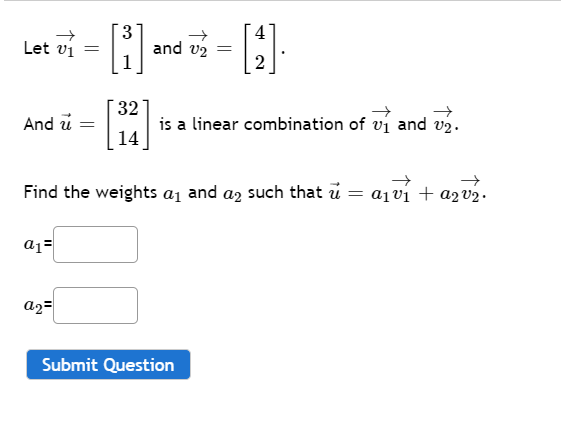 Solved Let Vi I And V2 2 And U 32 14 Is A Linea Chegg Com