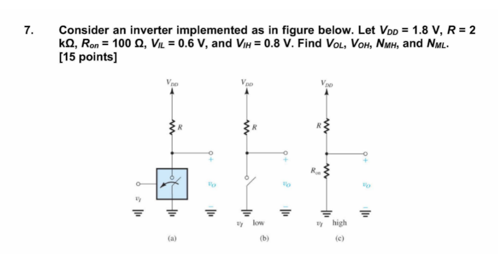 Solved 7. Consider an inverter implemented as in figure | Chegg.com